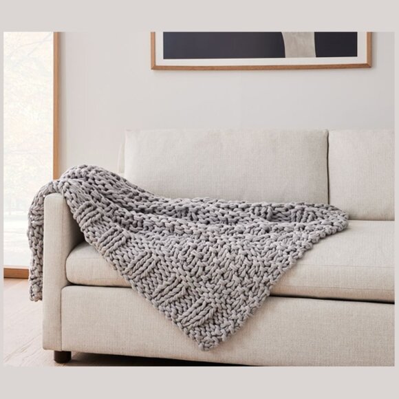 West Elm Colossal Mixed-Knit Throw | 44x56 Frost Gray | NWT - Picture 2 of 7